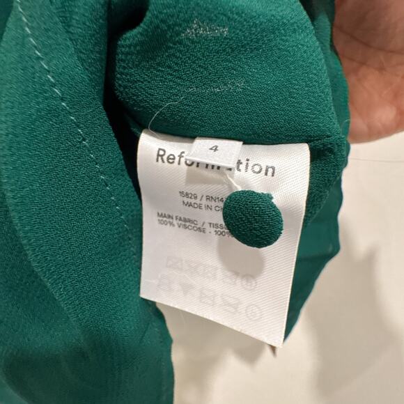 Reformation NEW Camari Dress Emerald Green Midi Size 4 - Picture 5 of 10